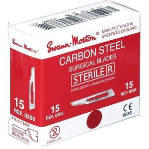 Swann Morton Scalpel Blades, Carbon Steel, Sterilized, Red Box